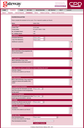 Course Evaluation Screenshot