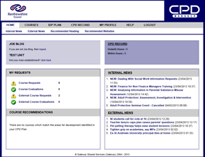 Screenshot of Staff Homepage